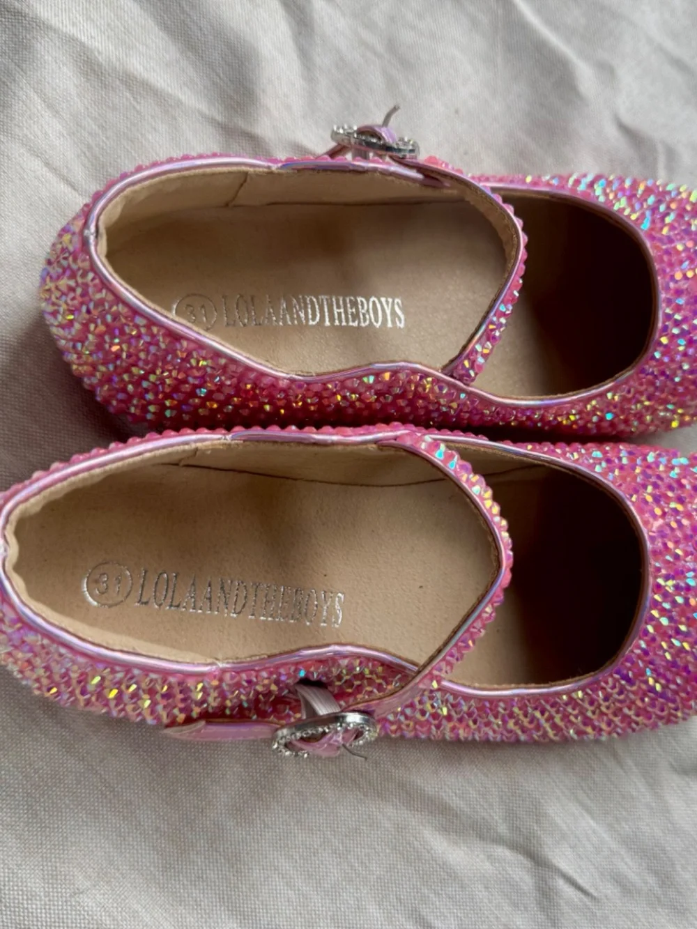 Pink and iridescent beaded shoes shoes